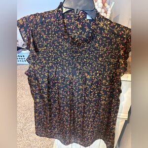 Old Navy Black, bronze and red  Floral Blouse